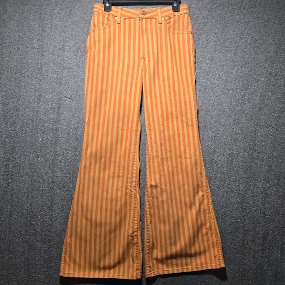 Wrangler Denim - Wrangler Wanderer 622 High Rise Flare Jeans Women's 27x31 Retro Orange Striped